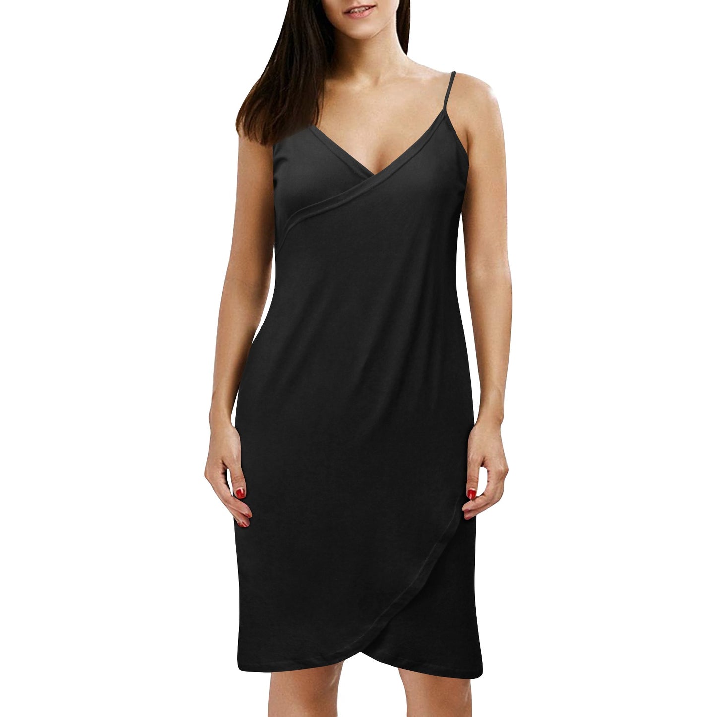 Lordela Black Spaghetti Strap Backless Beach Dress