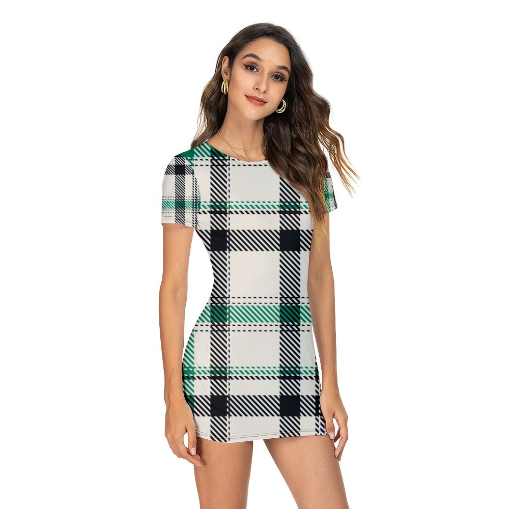 Lordela Tartan Short Sleeved Wrapped Dress