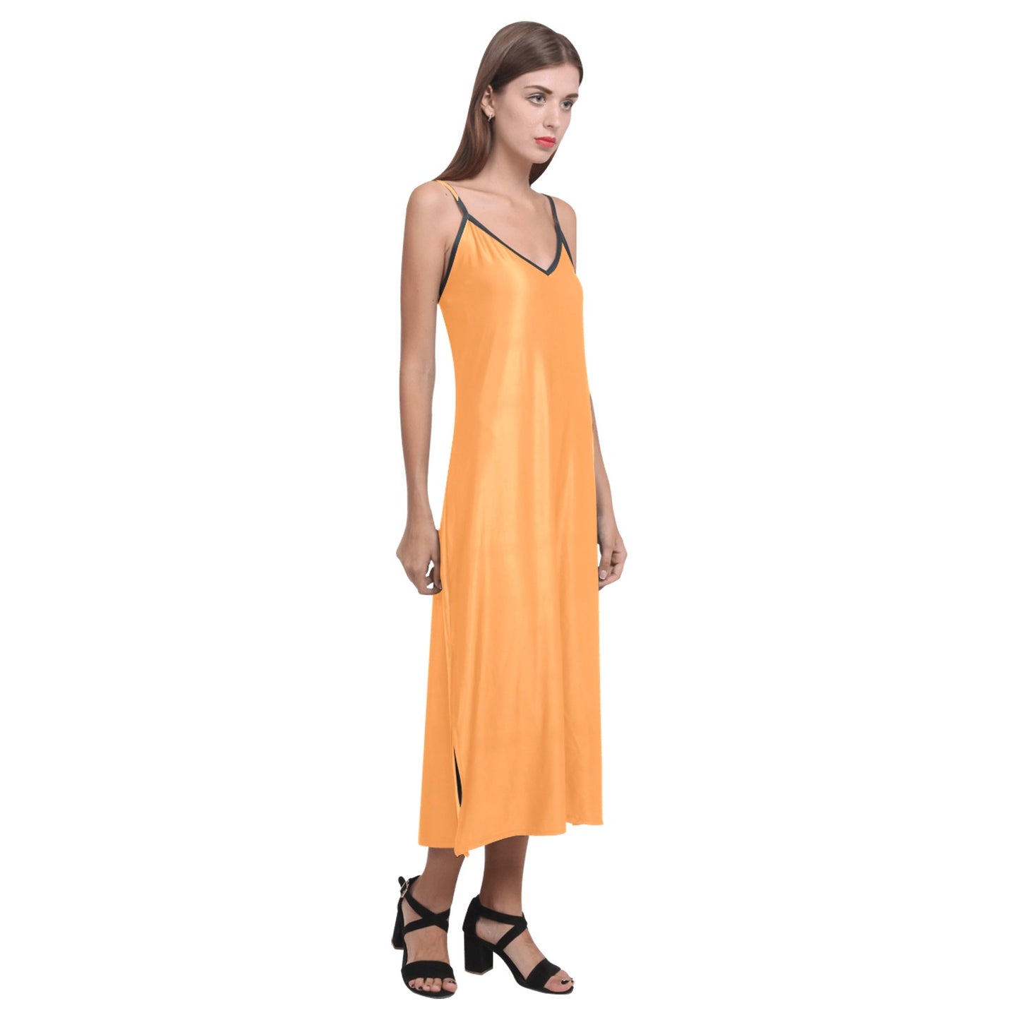 Lordela V-Neck Open Fork Long Dress