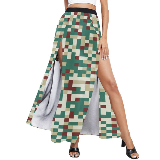 Lordela Pixilated High Slit Long Beach Dress