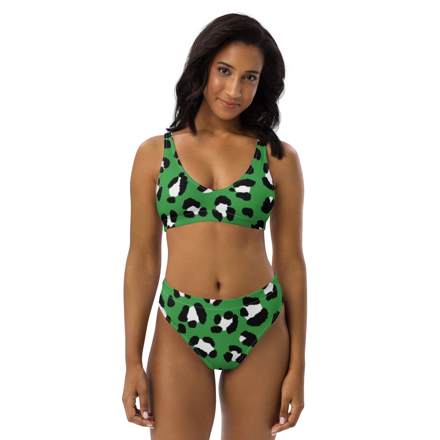 Lordela Green Leopard Print Recycled High-Waisted Bikini