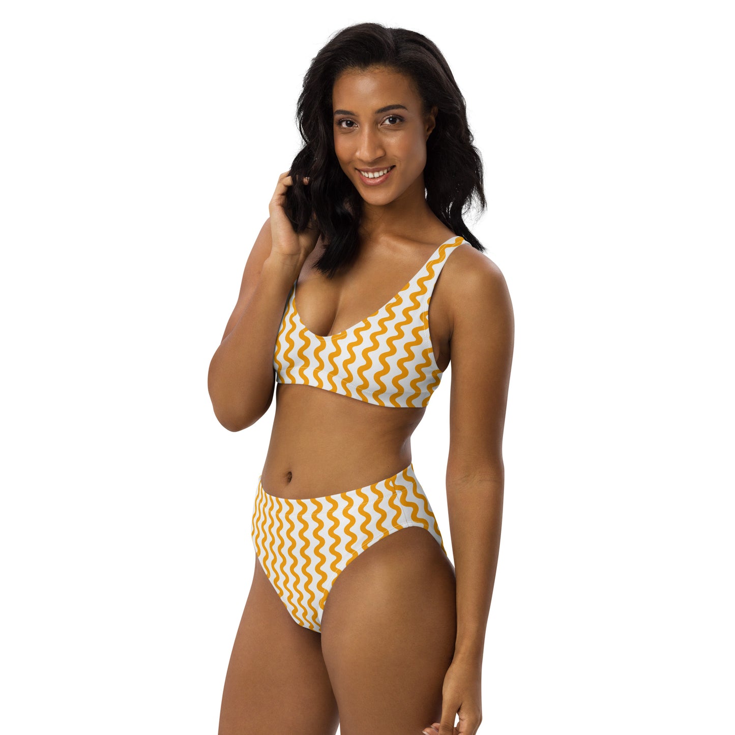 Lordela Yellow Wave Recycled High-Waisted Bikini