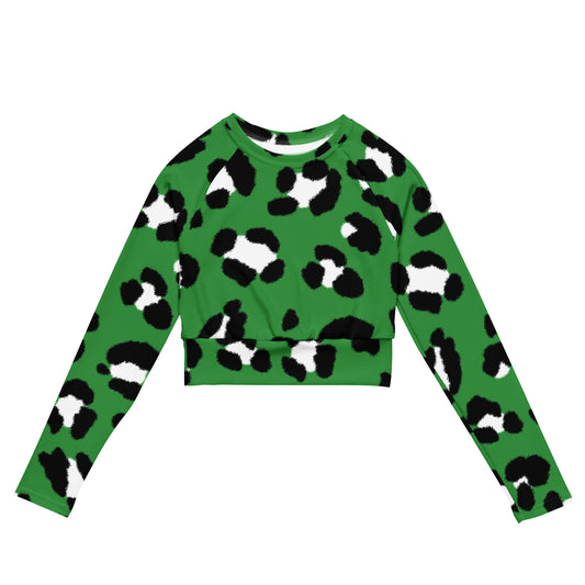 Lordela Green Leopard Print Recycled Long-Sleeve Crop Top