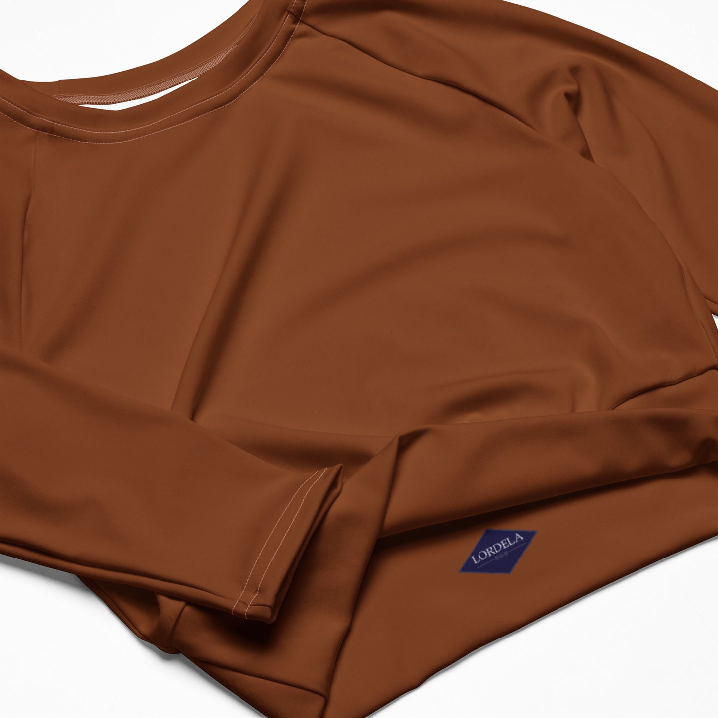 Lordela Saddle Brown Recycled Long-Sleeve Crop Top