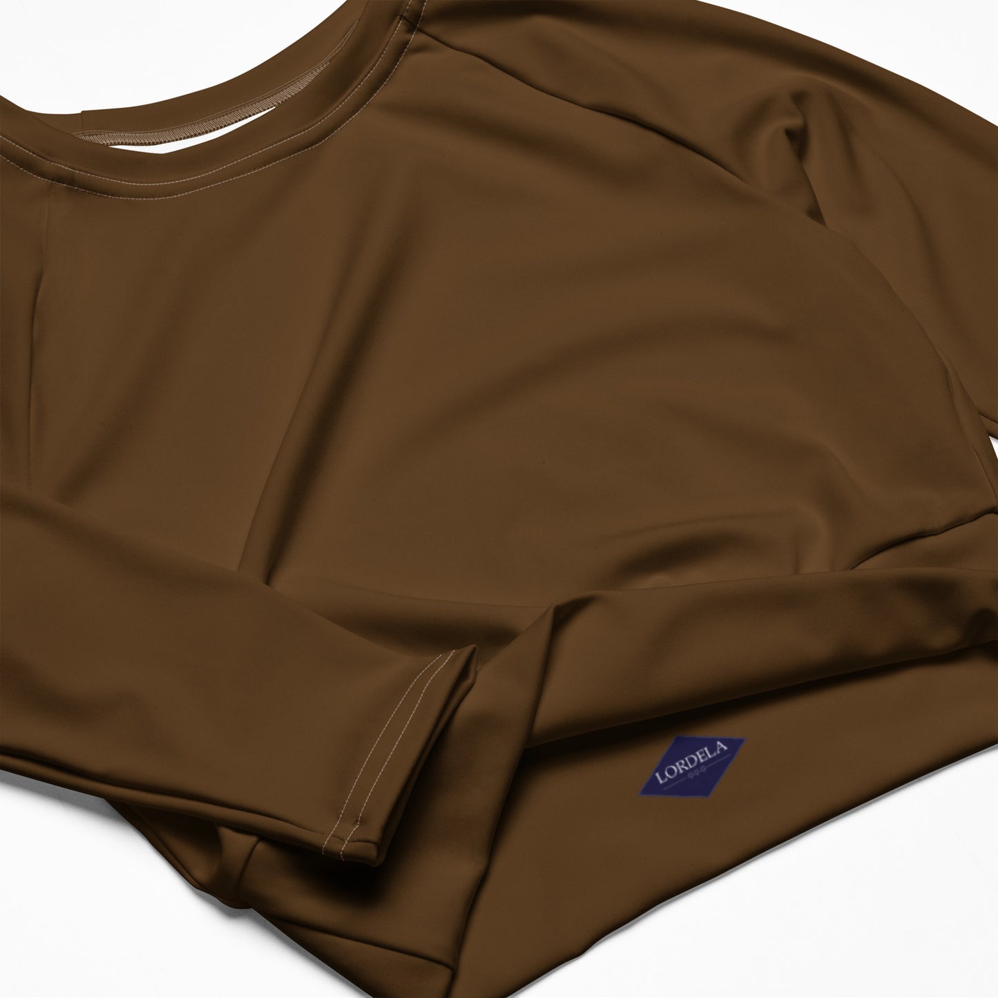 Lordela Brown Recycled Long-Sleeve Crop Top