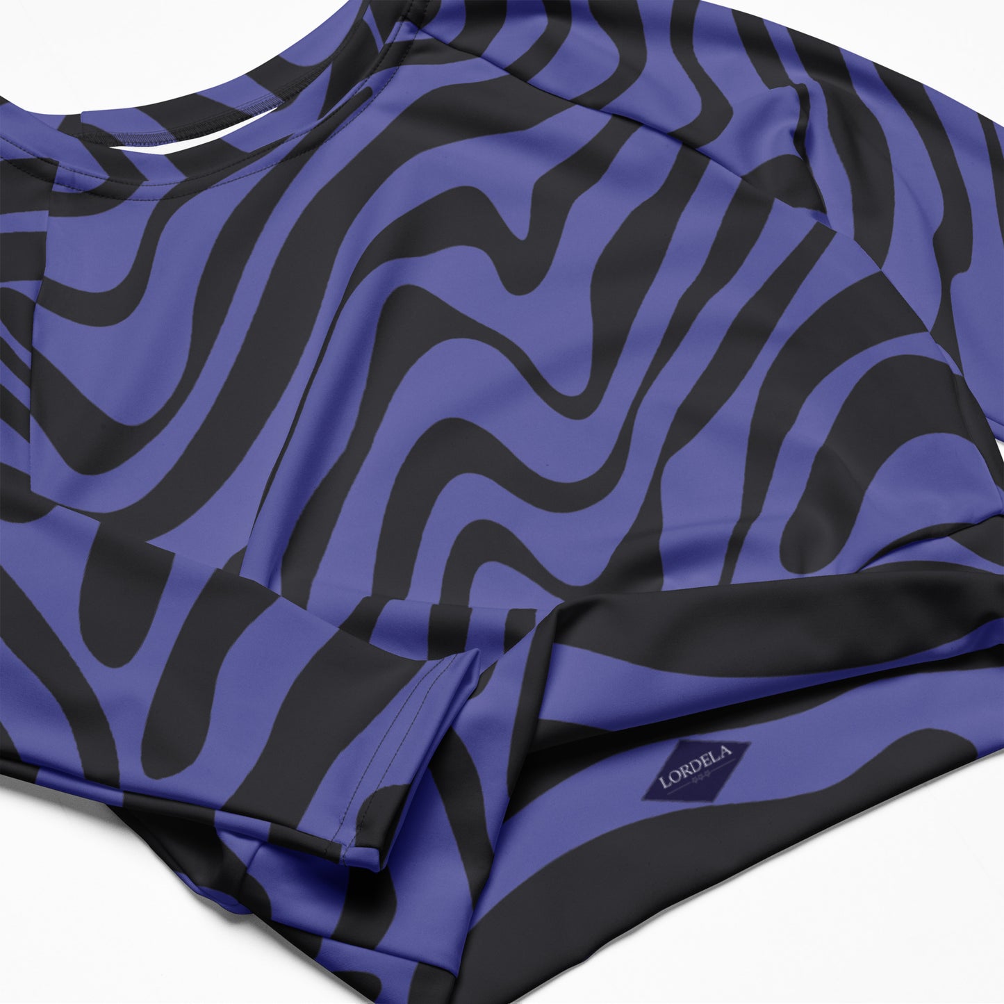 Lordela Purple Zebra Print Recycled Long-Sleeve Crop Top