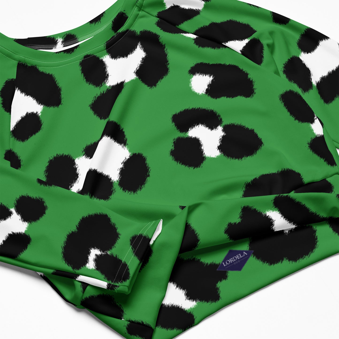 Lordela Green Leopard Print Recycled Long-Sleeve Crop Top