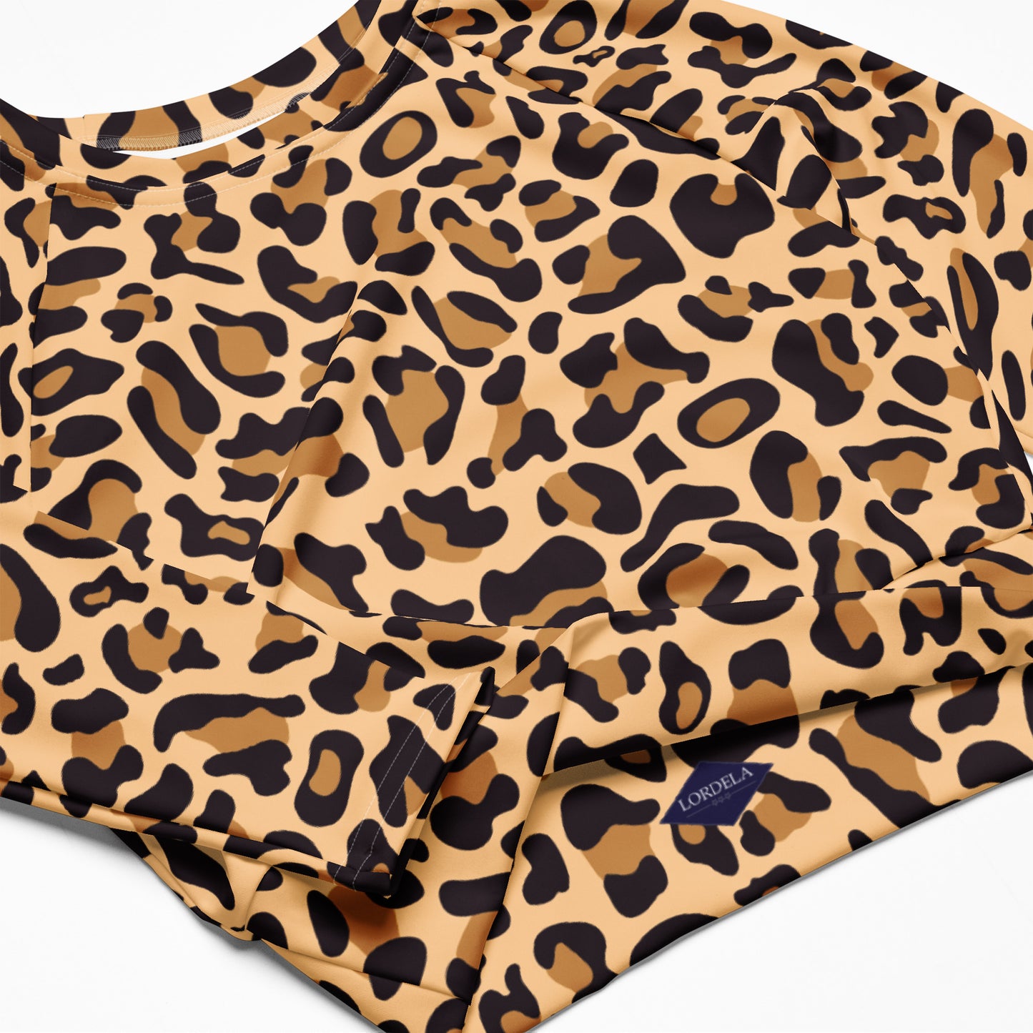 Lordela Leopard Print Recycled Long-Sleeve Crop Top