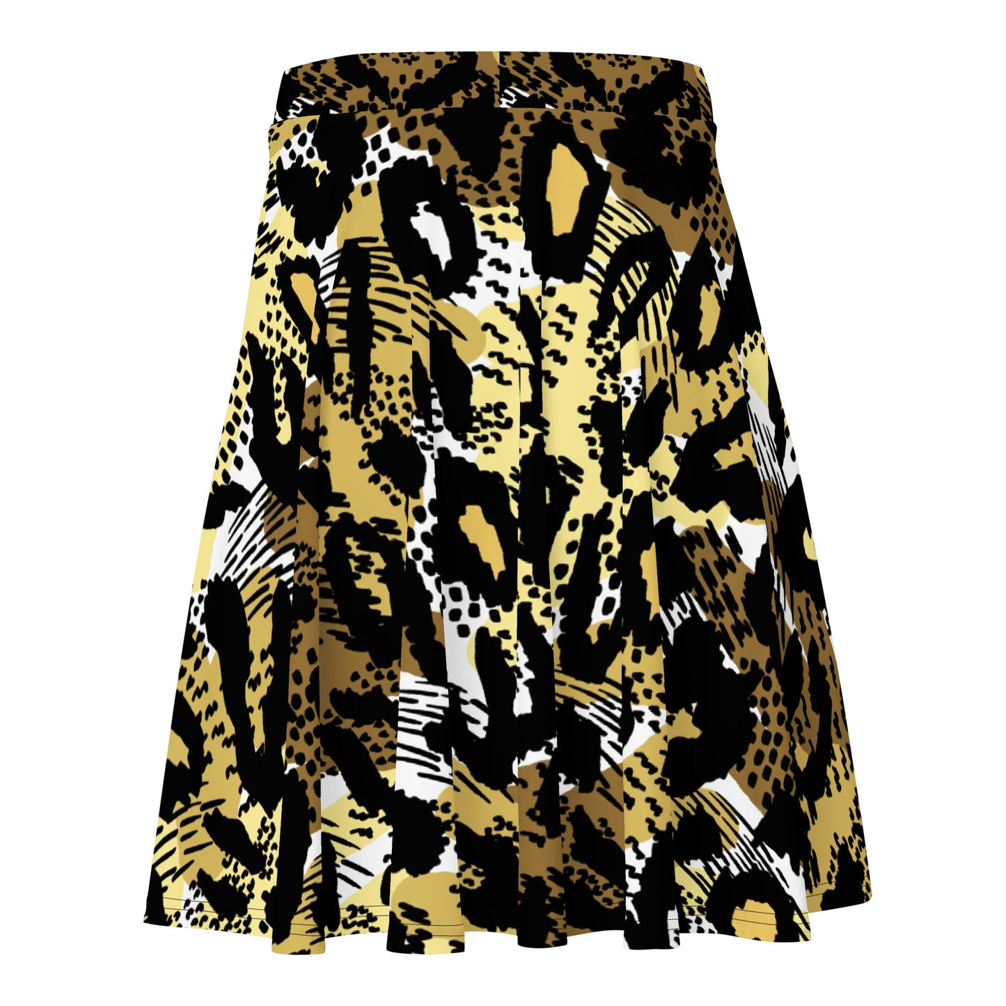 Lordela Golden Leopard Print Skater Skirt