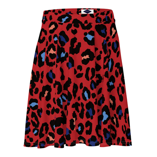 Lordela Red Leopard Print Skater Skirt