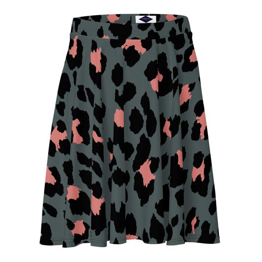 Lordela Dark Leopard Print Skater Skirt