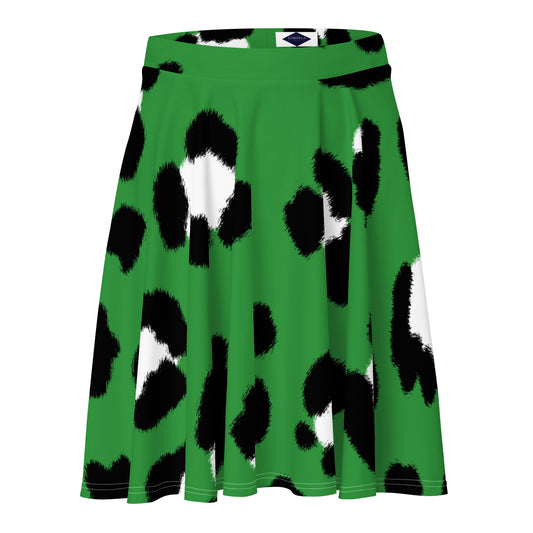 Lordela Green Leopard Print Skater Skirt