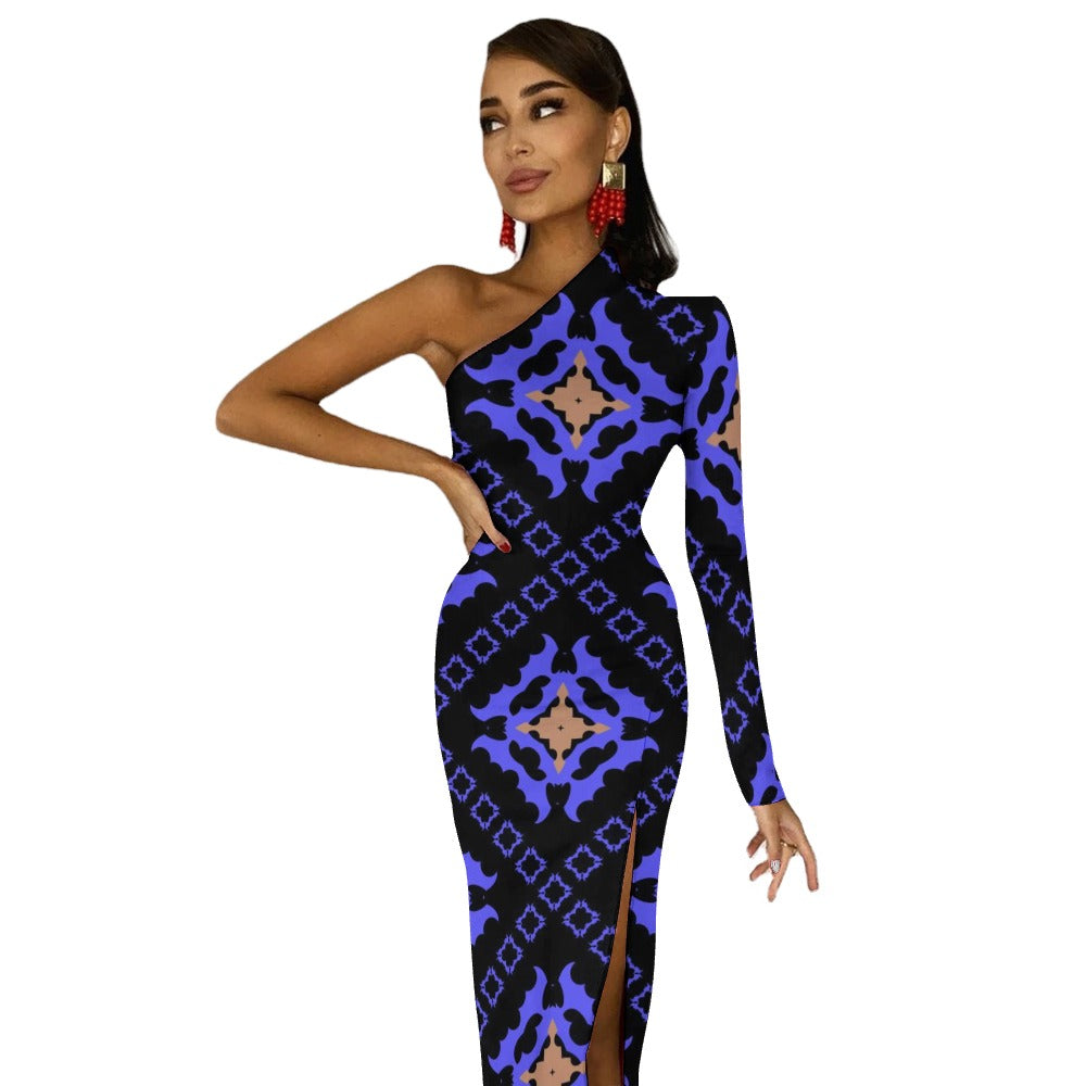 Lordela Pattern Half Sleeve Slit Dress