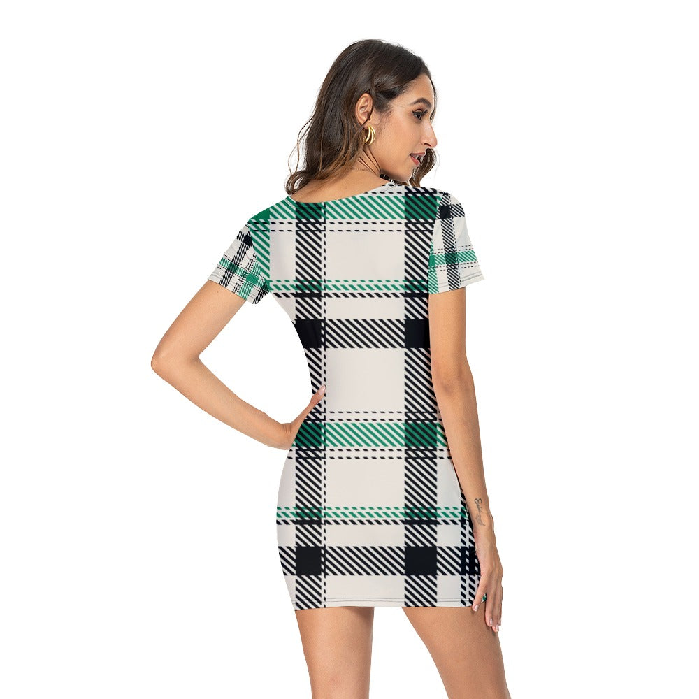 Lordela Tartan Short Sleeved Wrapped Dress