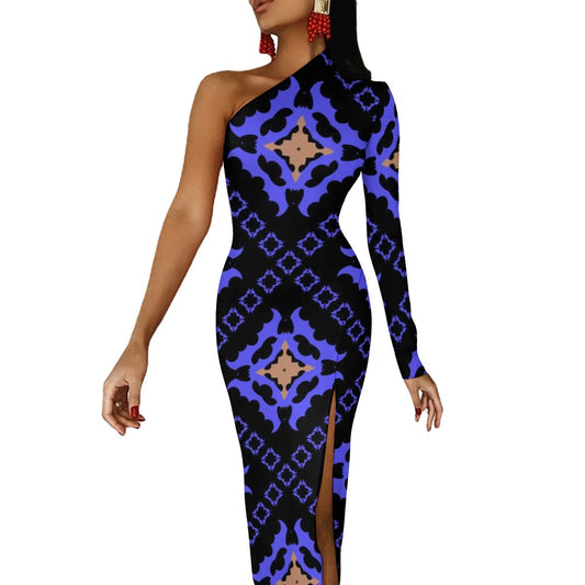 Lordela Pattern Half Sleeve Slit Dress