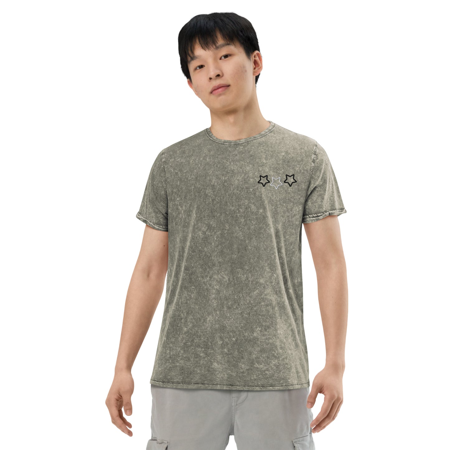 Lordela Three Stars Army Green Denim T-Shirt