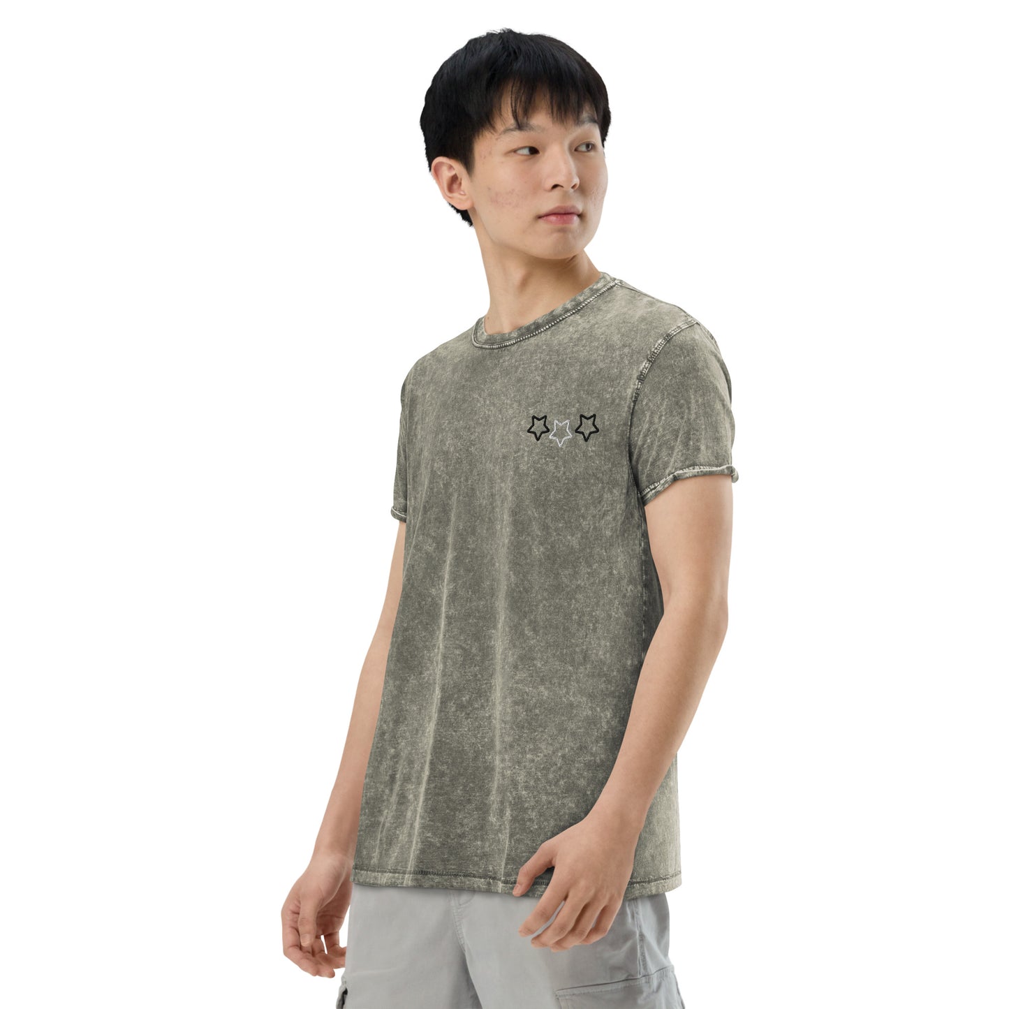 Lordela Three Stars Army Green Denim T-Shirt