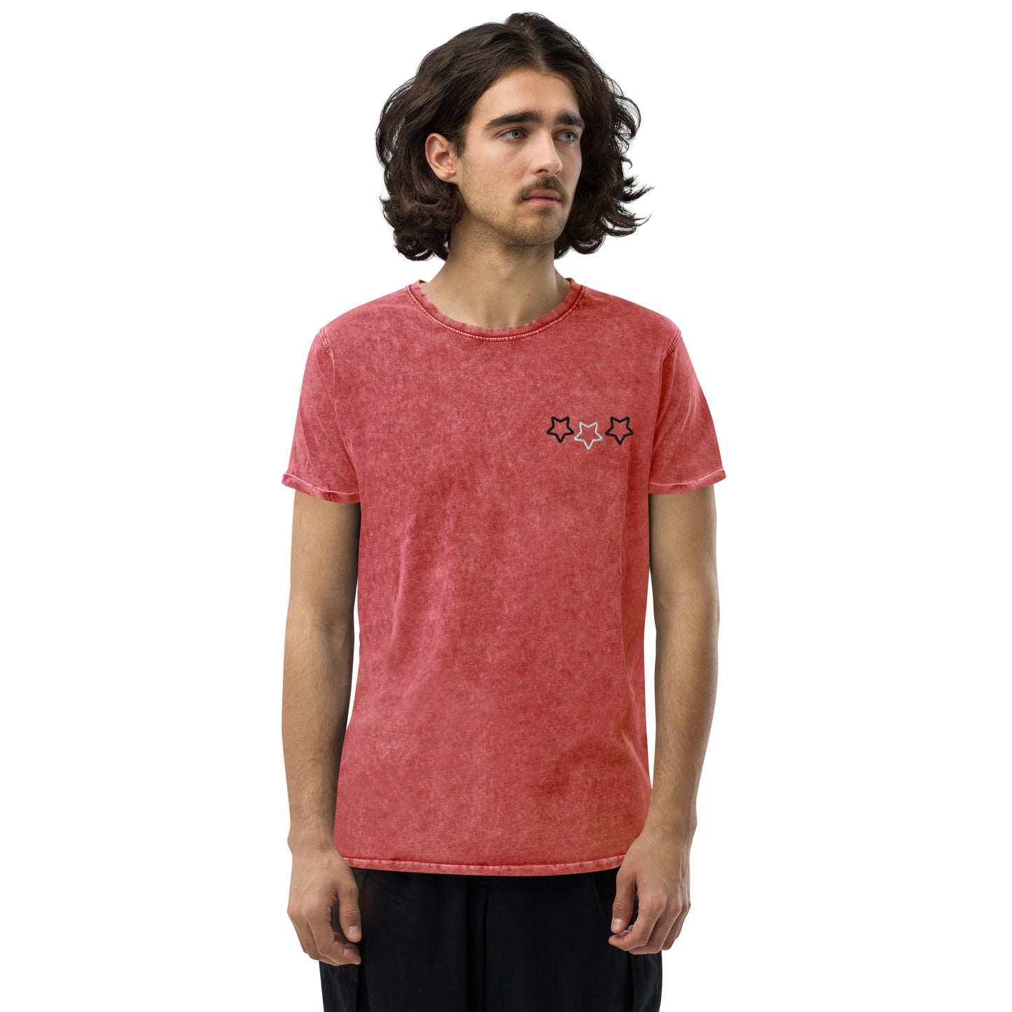 Lordela Three Stars Red Denim T-Shirt