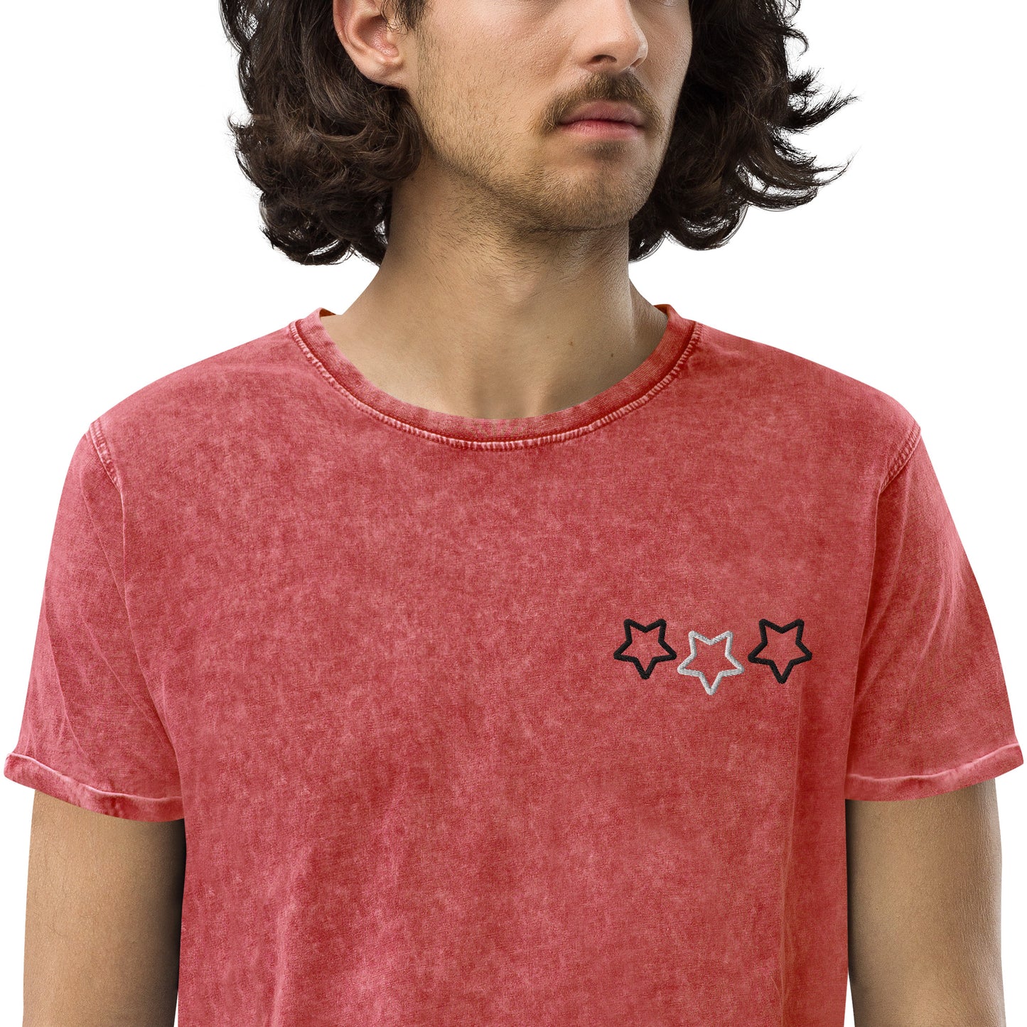 Lordela Three Stars Red Denim T-Shirt