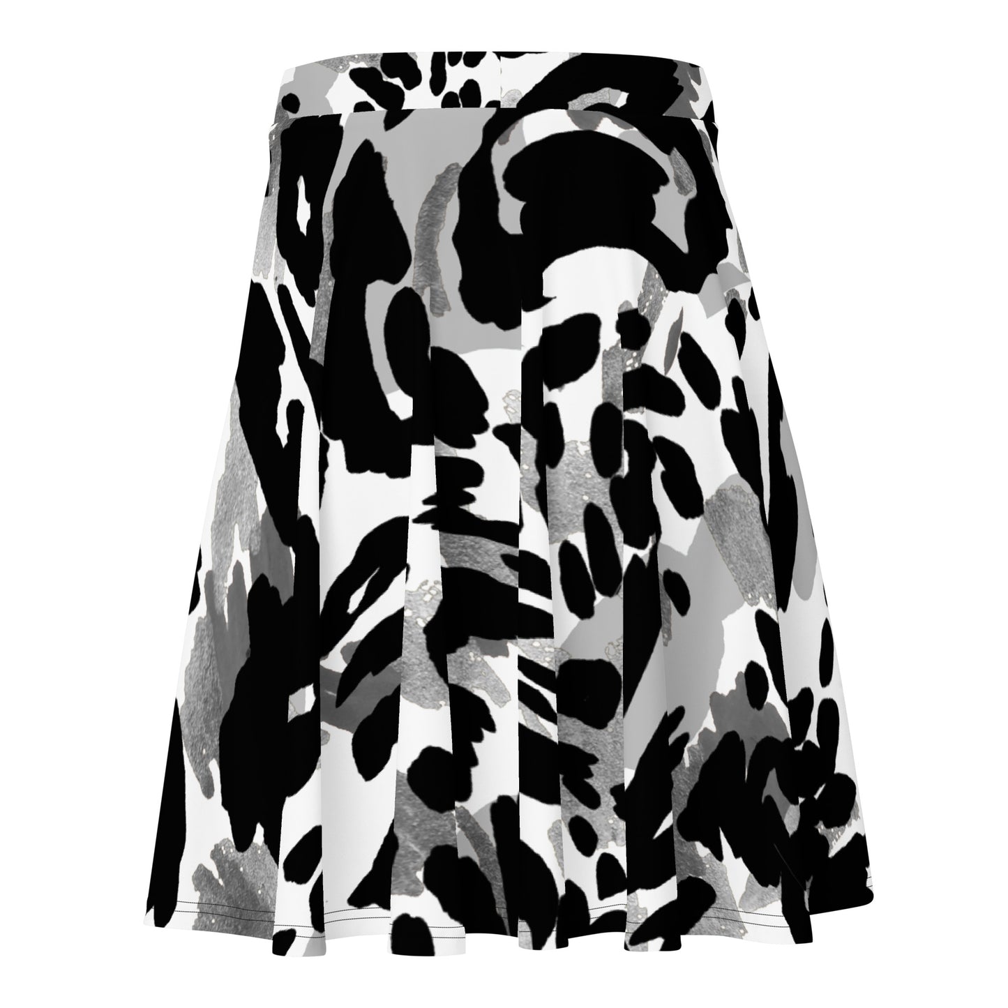 Lordela Black & White Leopard Print Skater Skirt