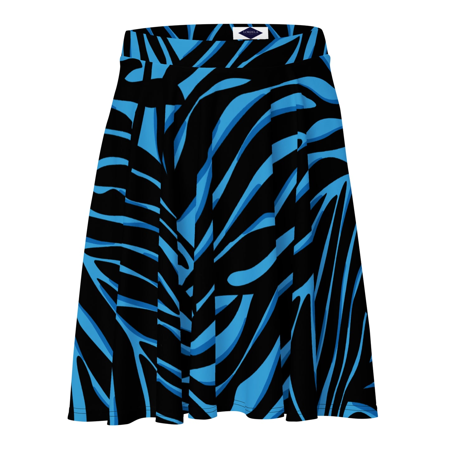 Lordela Blue Zebra Print Skater Skirt